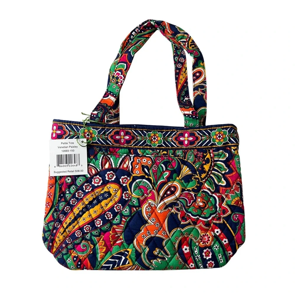 Vera Bradley Petite Tote Venetian Paisley Quilted Cotton‎ Multi Color
